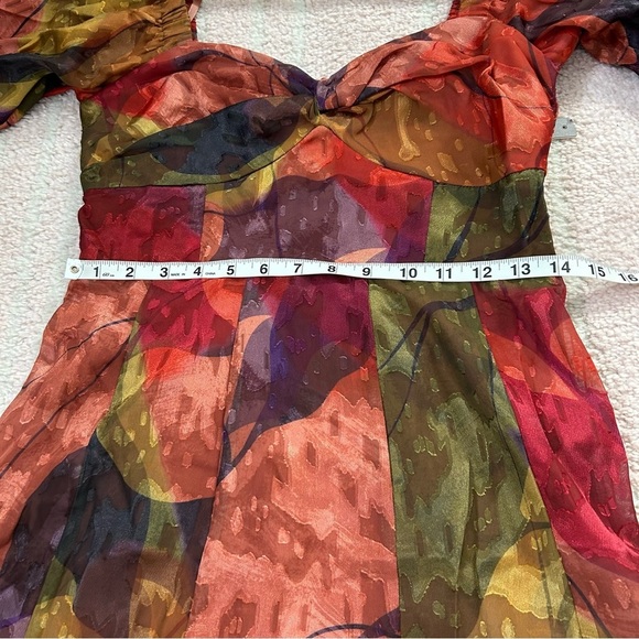 NWT HutchTwist Front Puff Sleeve Elegant Multicolor Women's Midi Dress SZ Small - Picture 13 of 16